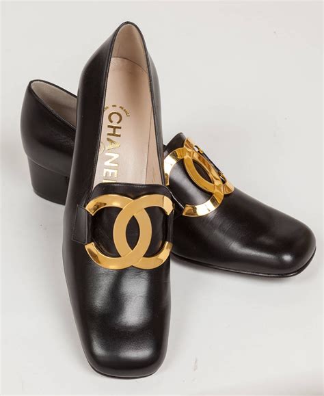 chanel black and gold loafers|chanel platform loafers.